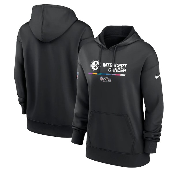 Women's Pittsburgh Steelers 2022 Black NFL Crucial Catch Therma Performance Pullover Hoodie(Run Small)